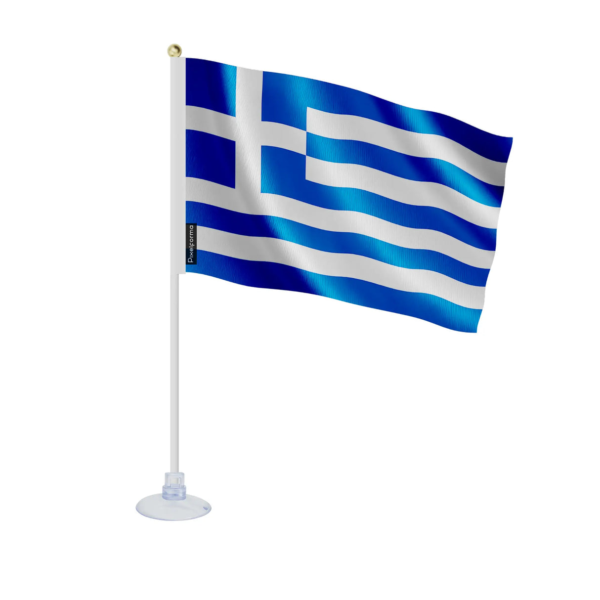 Mini drapeau grèce en polyester avec ventouse pratique