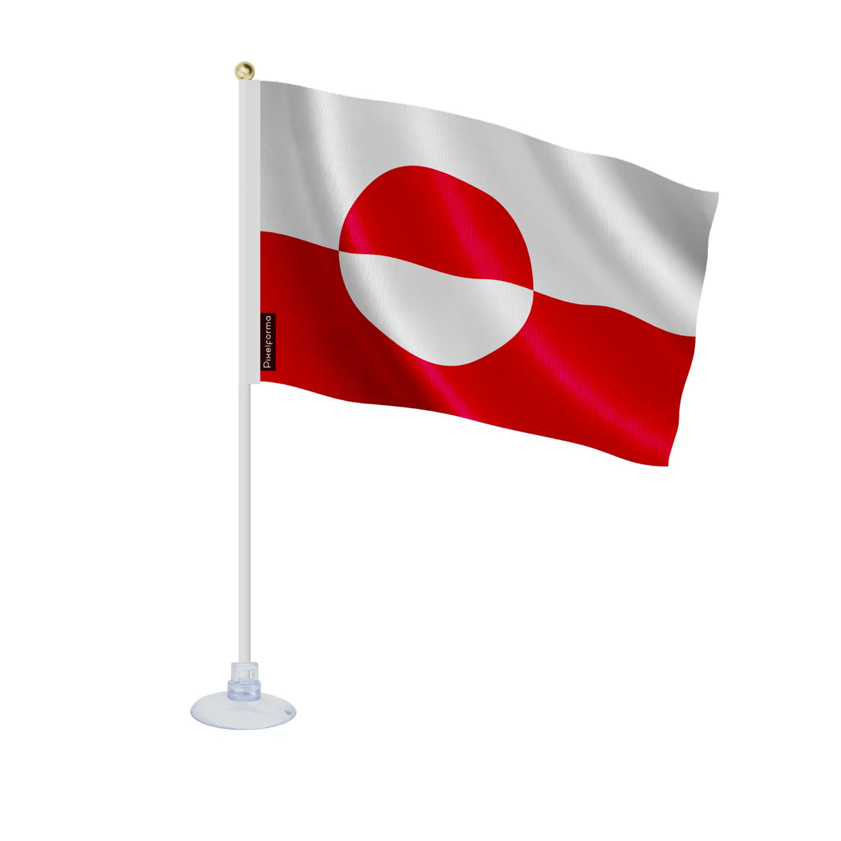Mini drapeau groenland en polyester avec ventouse
