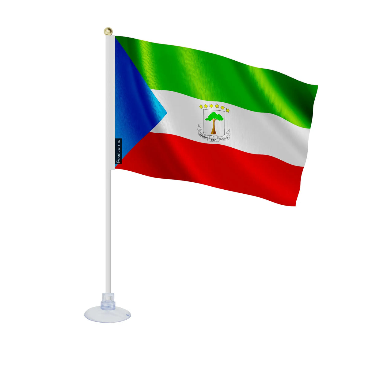 Mini drapeau guinée équatoriale polyester avec ventouse