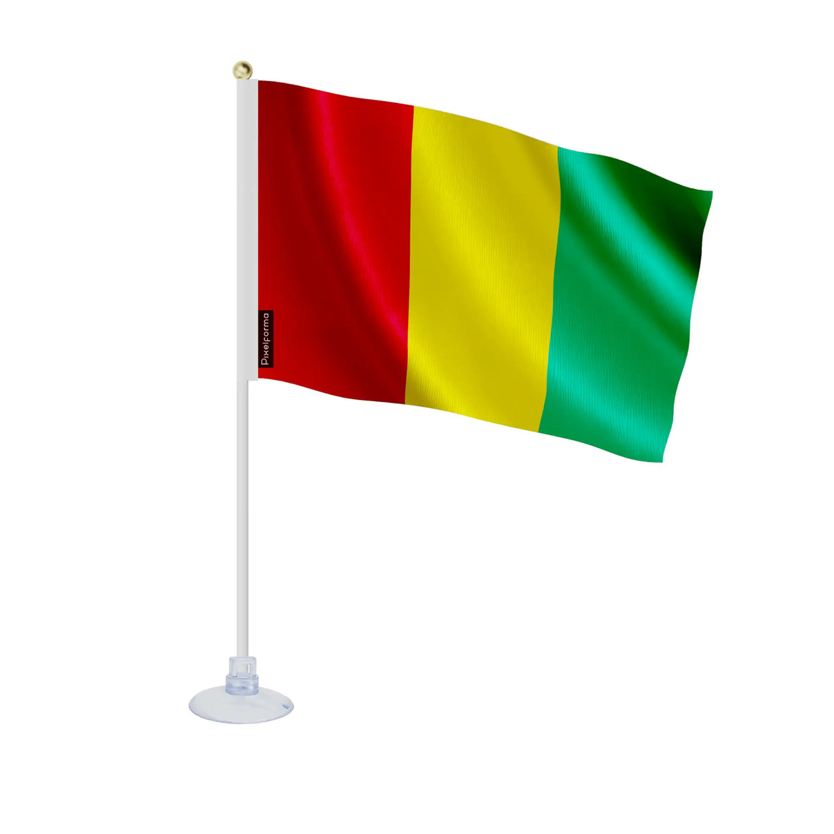 Mini drapeau guinée polyester avec ventouse pour surfaces lisses