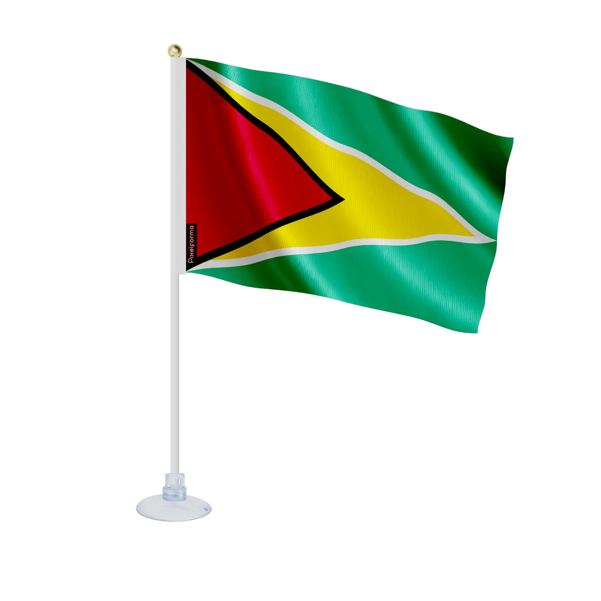 Mini drapeau guyana en polyester avec ventouse pratique