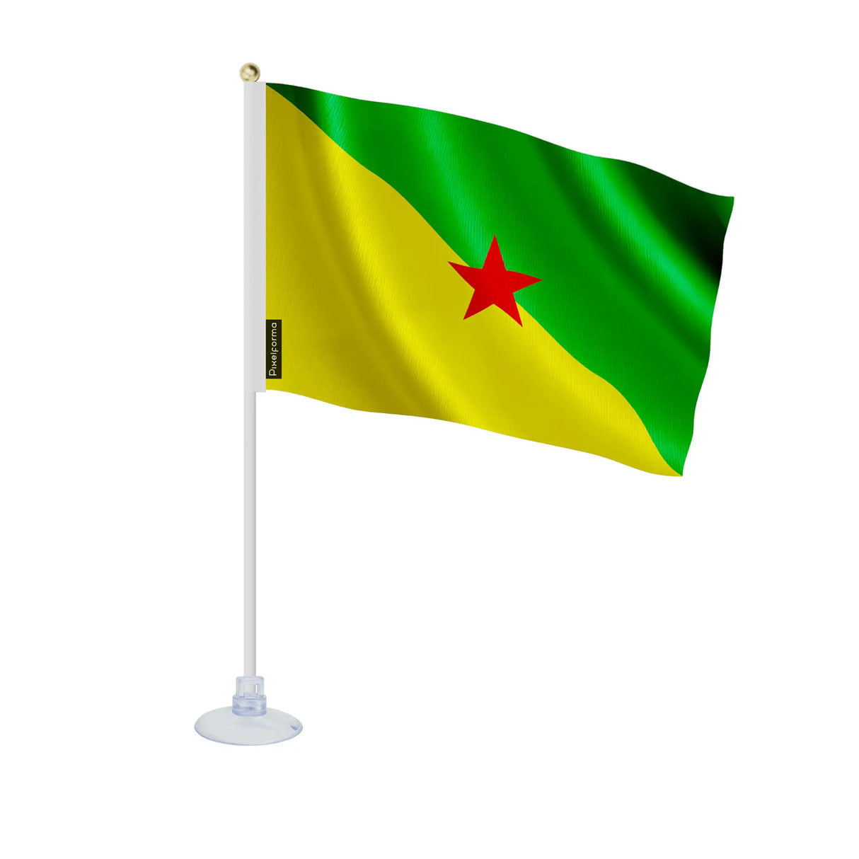 Mini drapeau guyane polyester avec ventouse pour surface lisse