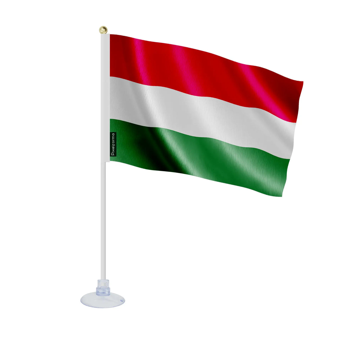Mini drapeau hongrie en polyester avec ventouse résistante