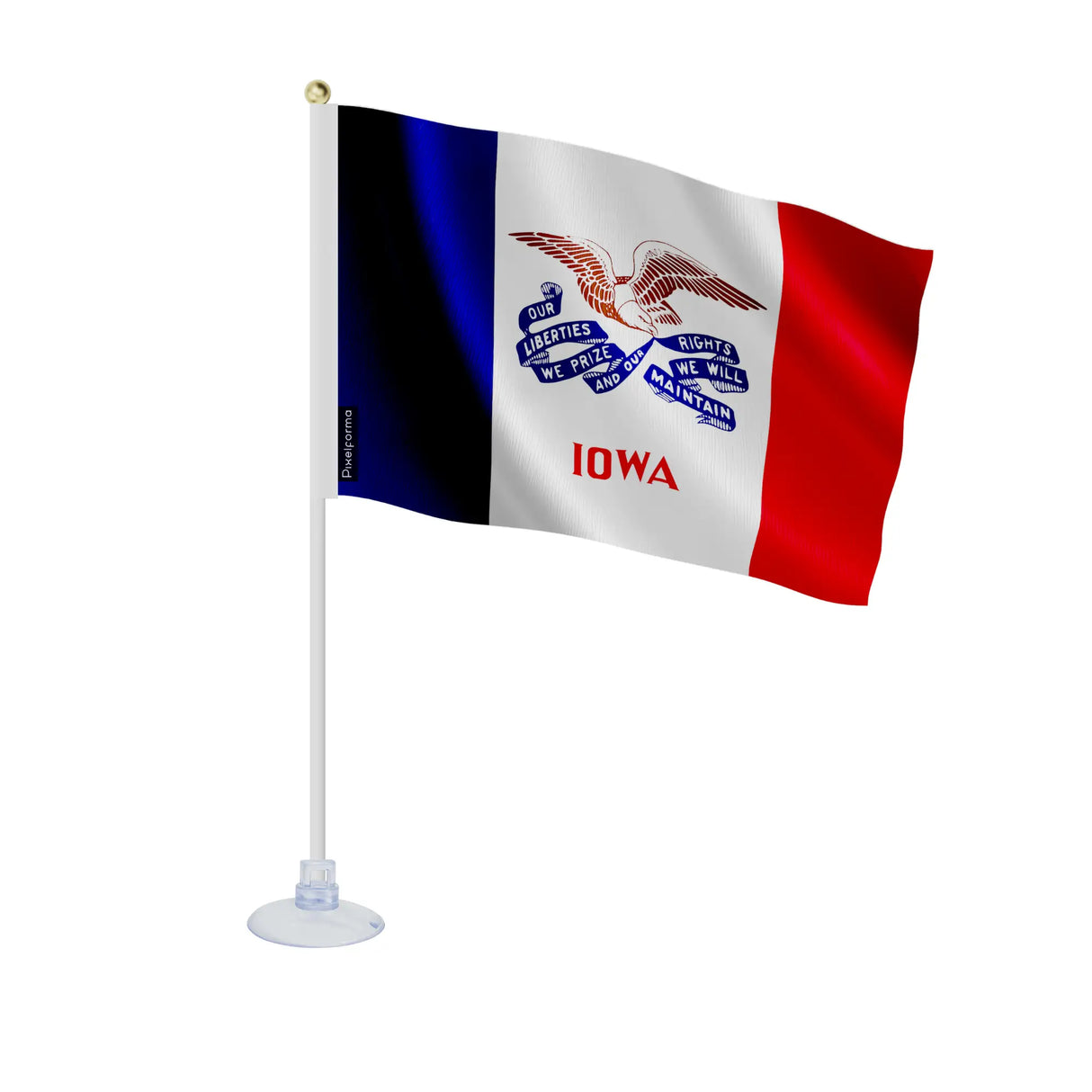 Mini drapeau iowa en polyester avec ventouse pour surface lisse