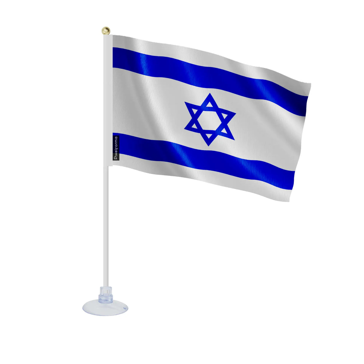 Mini drapeau israël en polyester avec ventouse pratique