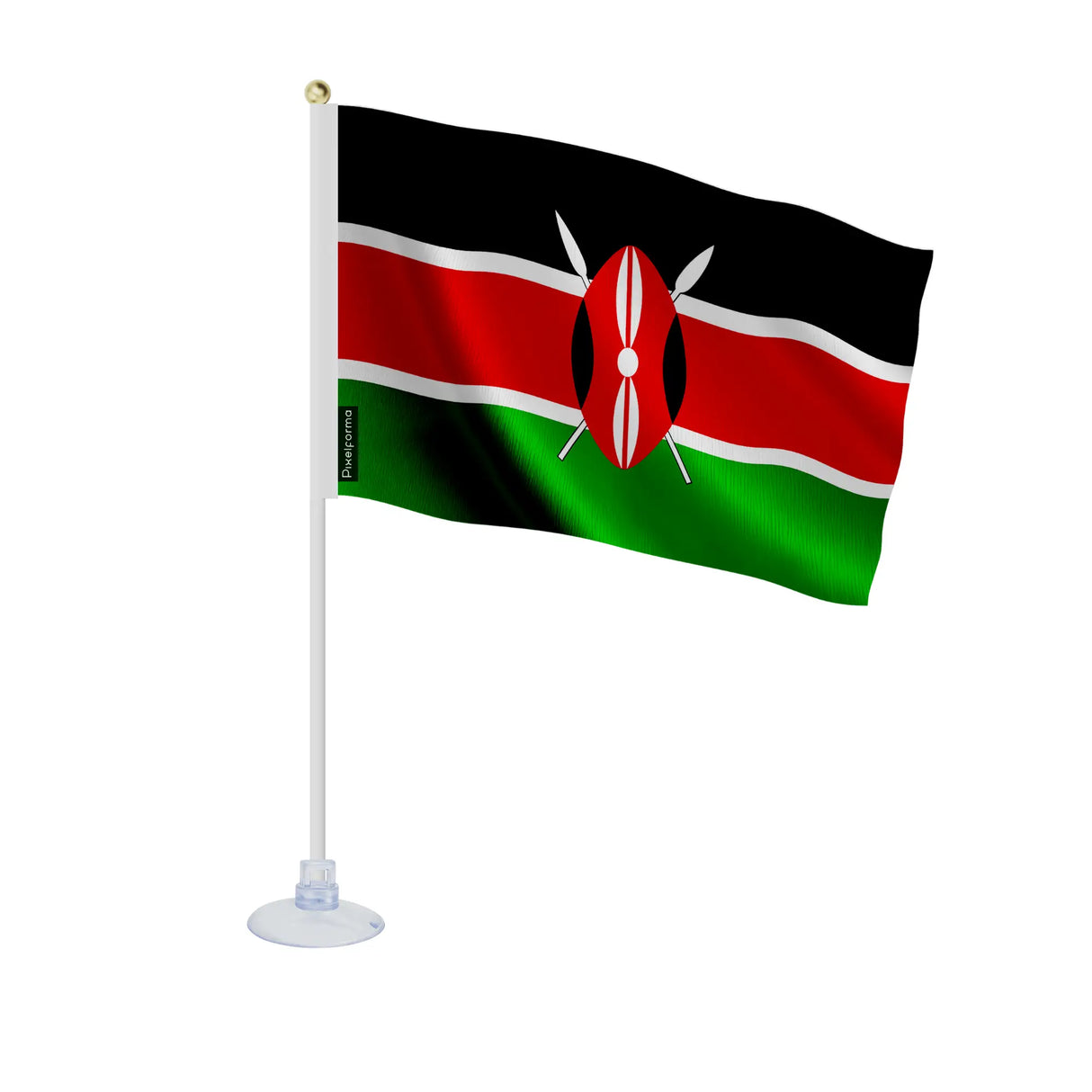Mini drapeau kenya en polyester avec ventouse pour vitres