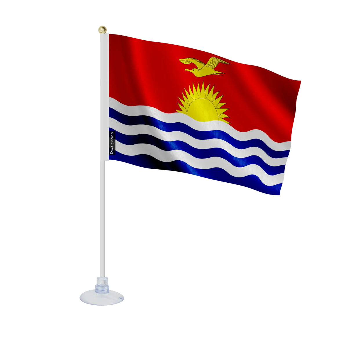 Mini drapeau kiribati en polyester avec ventouse solide