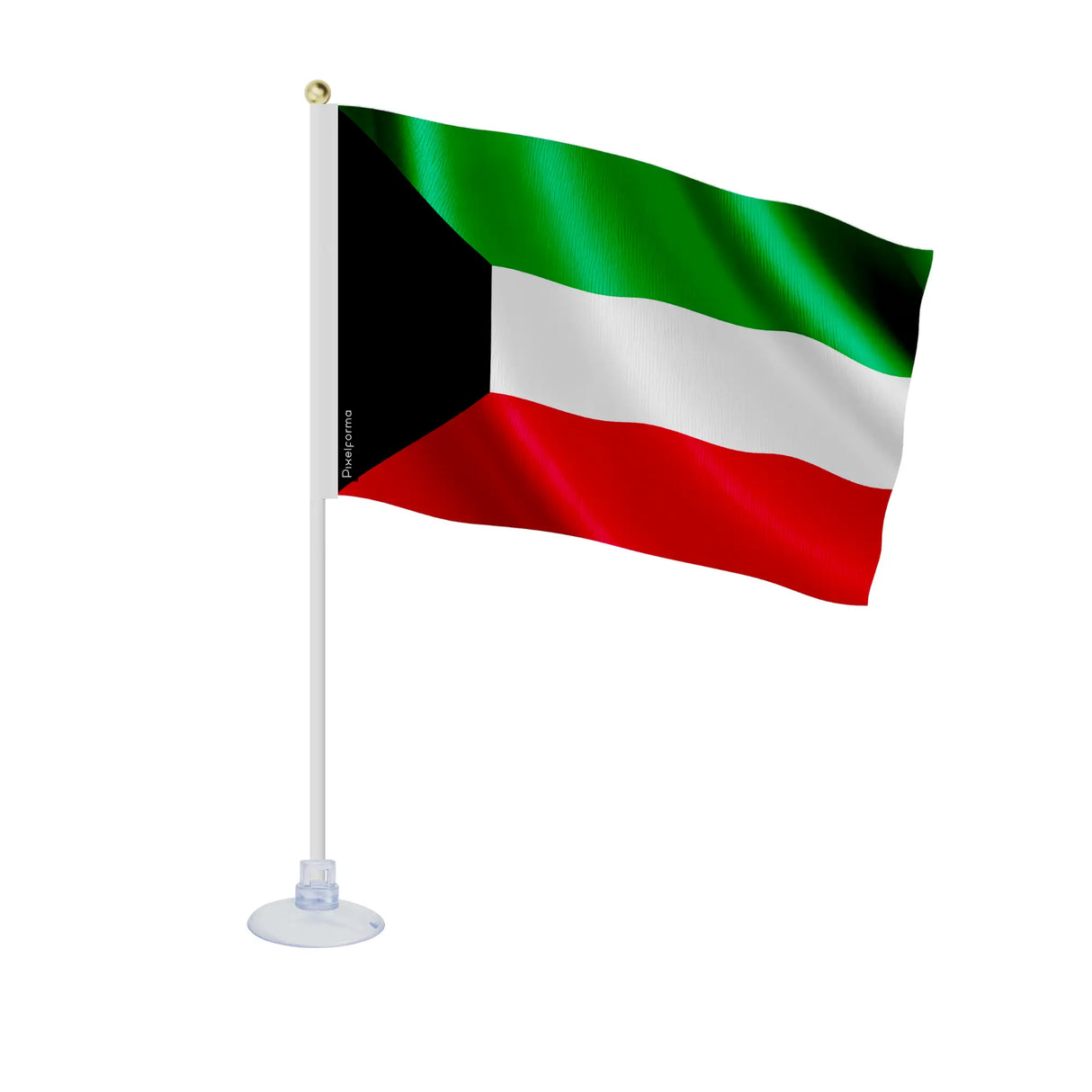 Mini drapeau koweït en polyester avec ventouse pratique