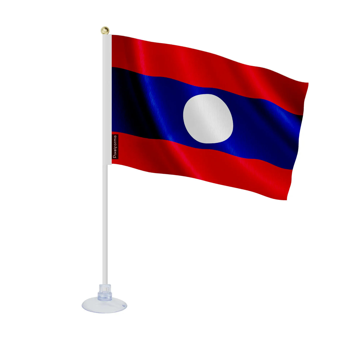 Mini drapeau laos en polyester avec ventouse discrète