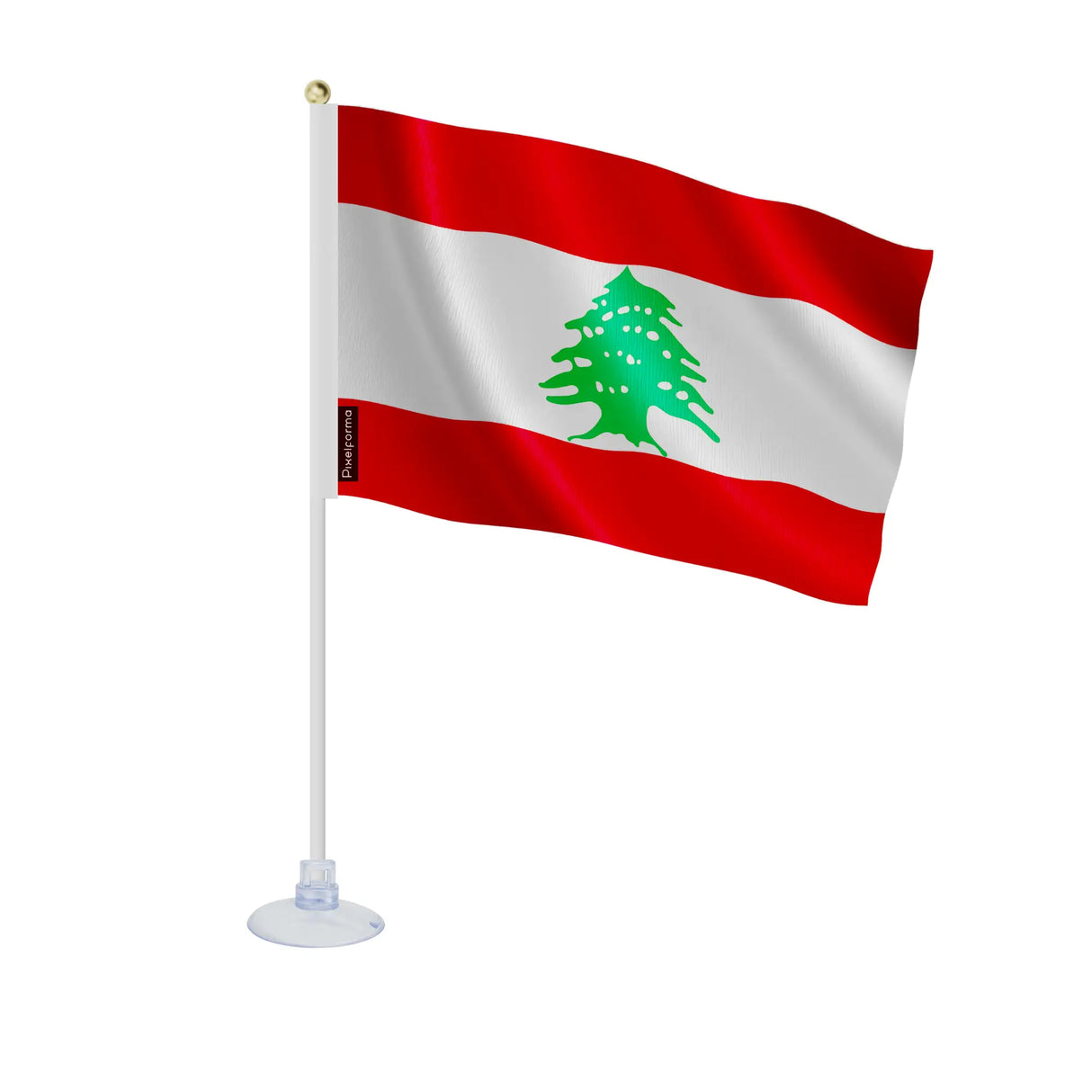 Mini drapeau liban en polyester avec ventouse pour surfaces