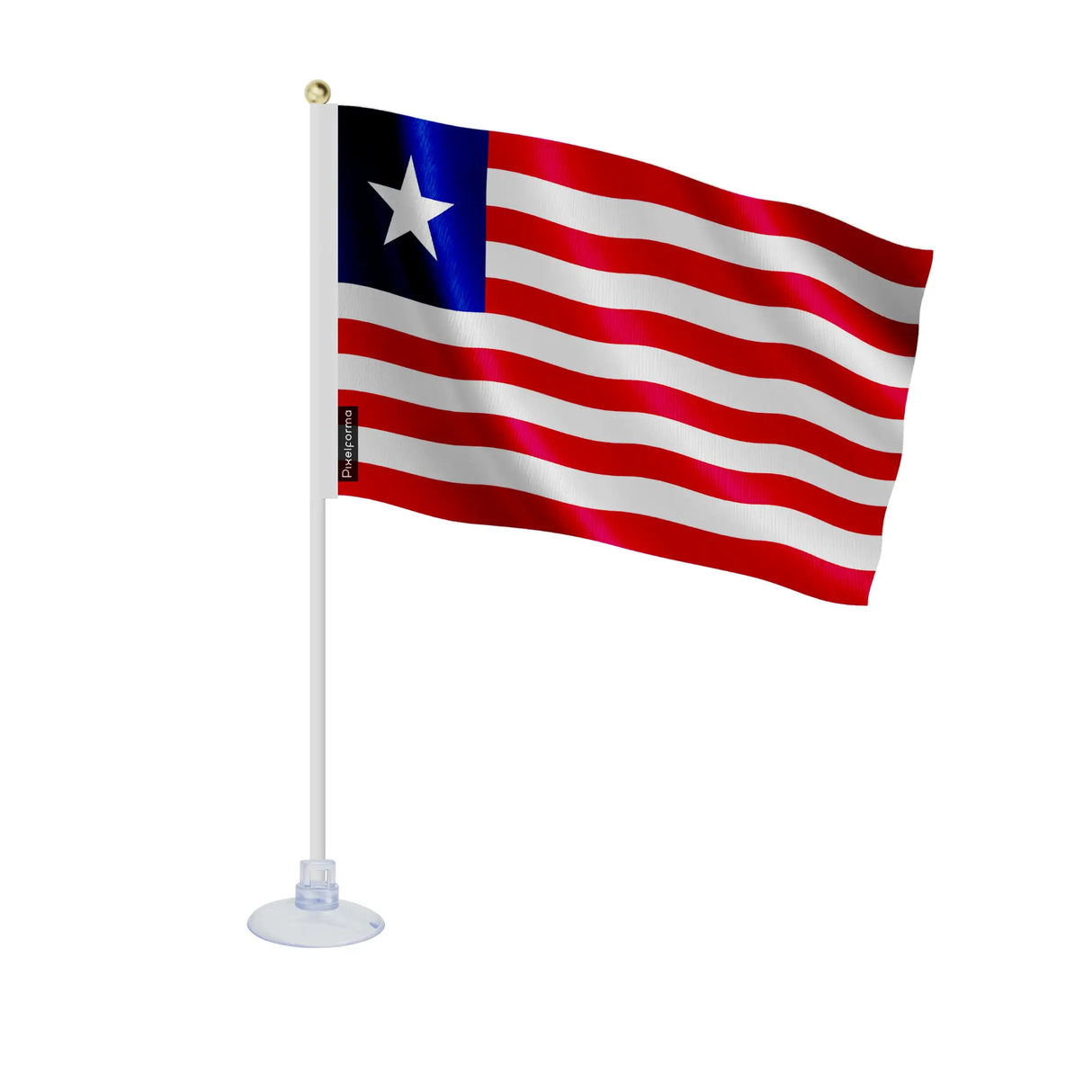 Mini drapeau liberia en polyester avec ventouse pratique