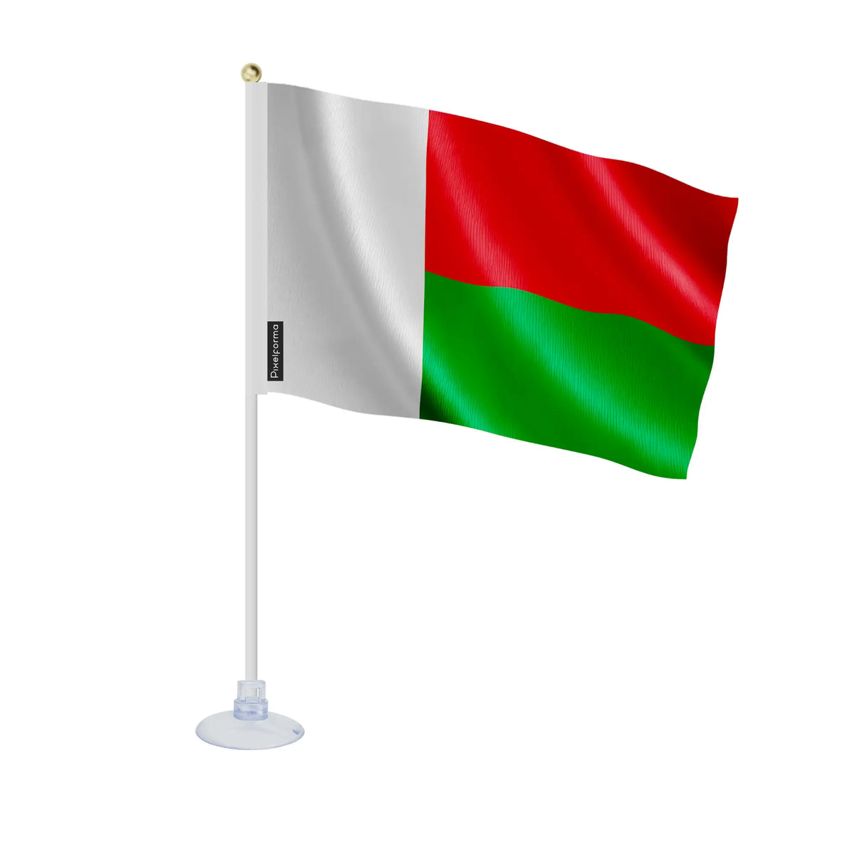 Mini drapeau madagascar en polyester avec ventouse pratique