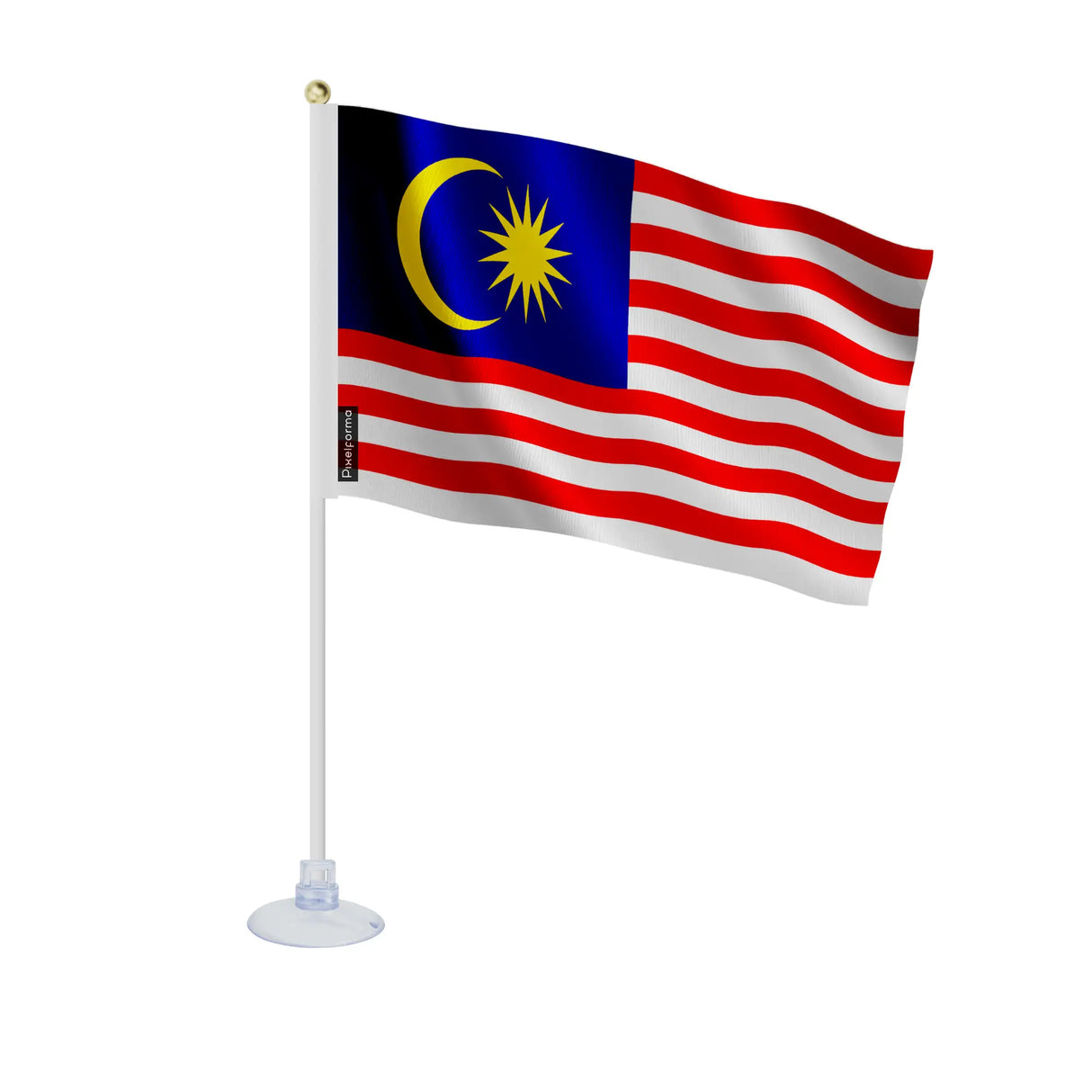 Mini drapeau malaisie en polyester avec ventouse pratique