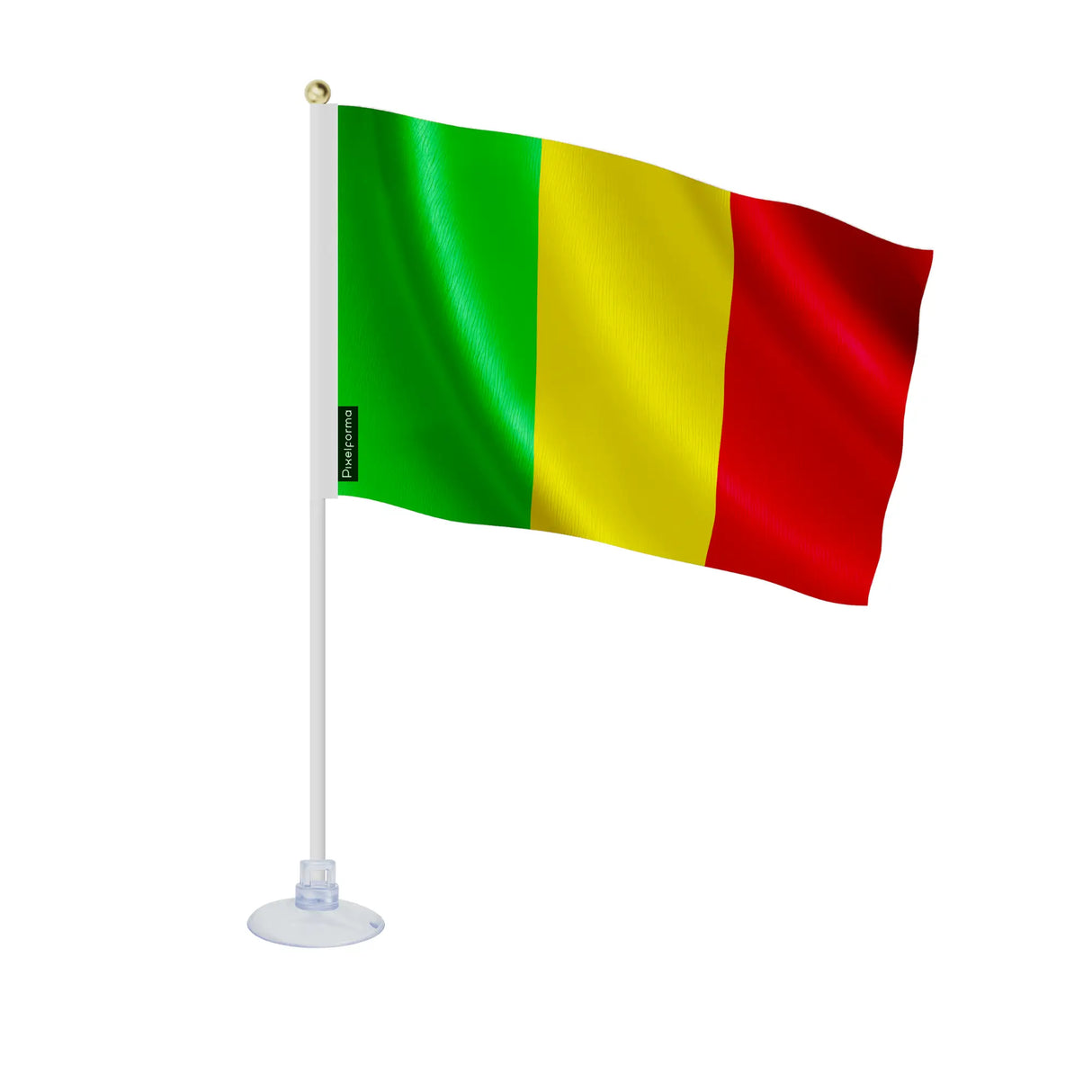 Mini drapeau mali en polyester avec ventouse pratique
