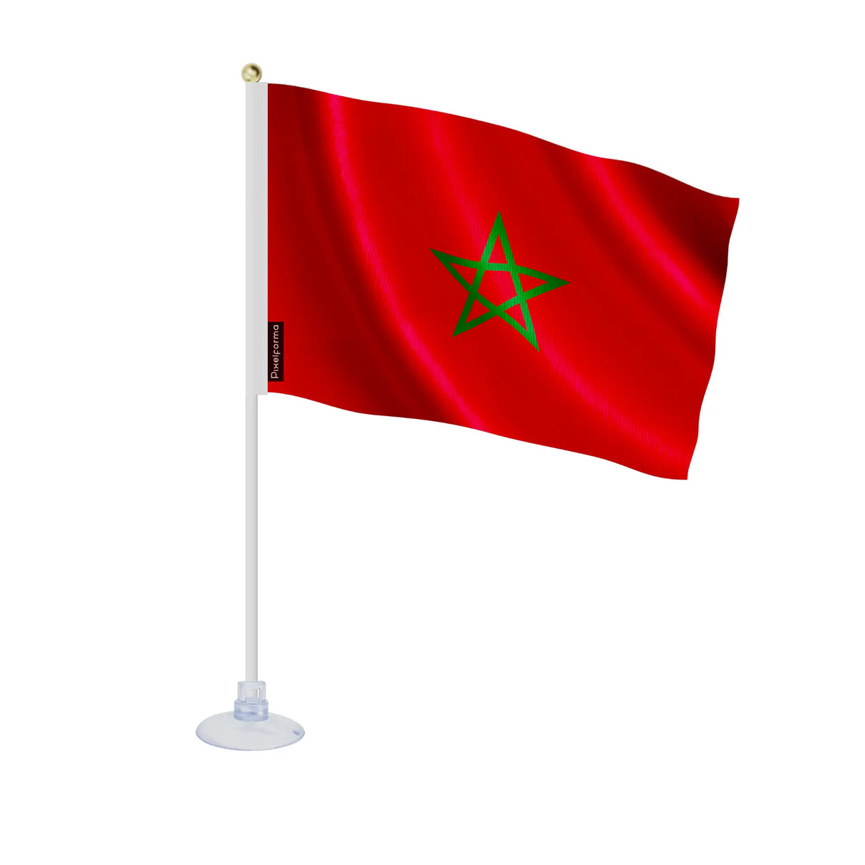 Mini drapeau maroc en polyester avec ventouse pratique