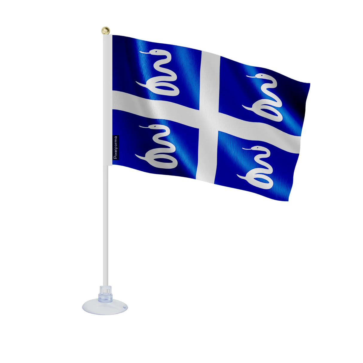 Mini drapeau martinique polyester avec ventouse résistante