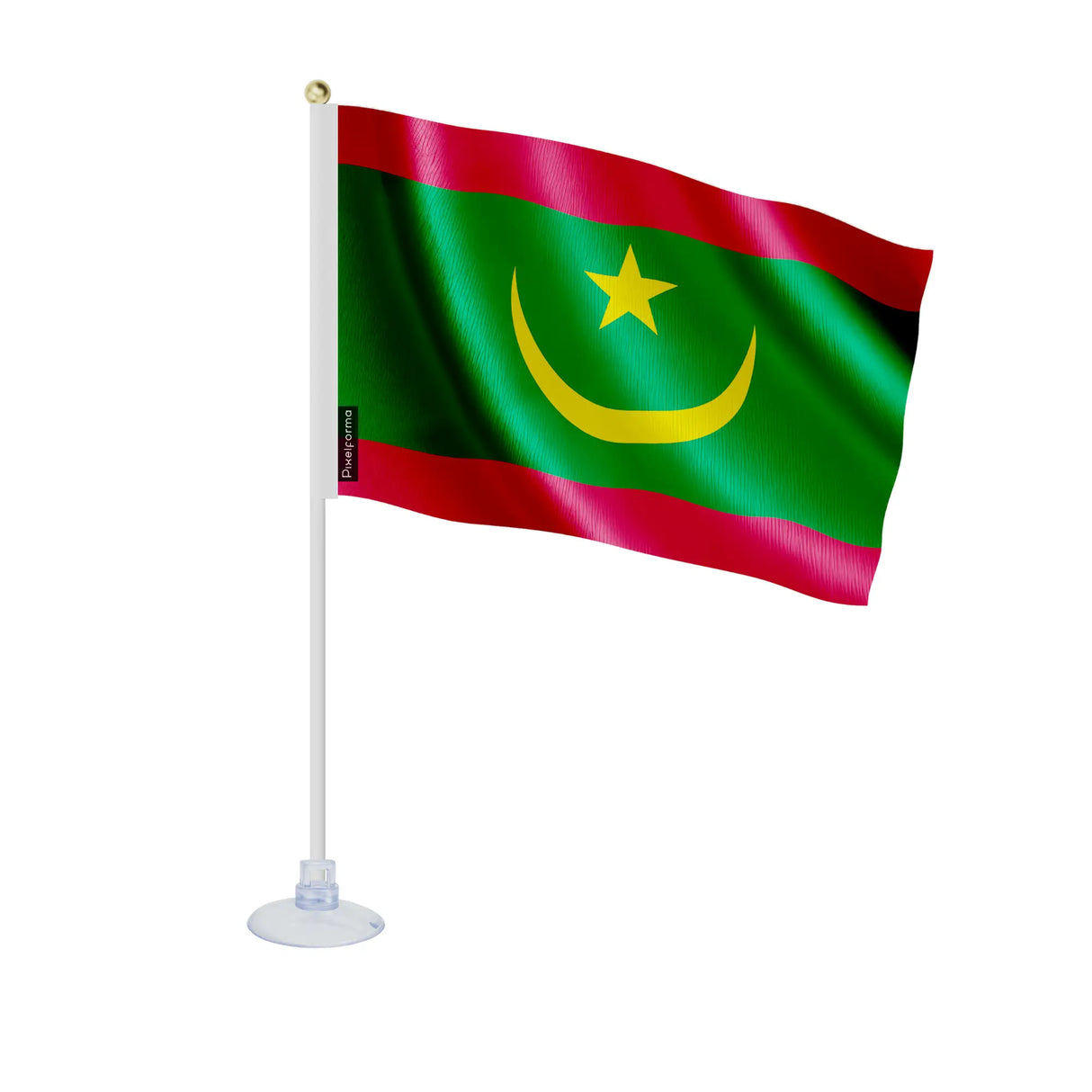 Mini drapeau mauritanie polyester avec ventouse résistante