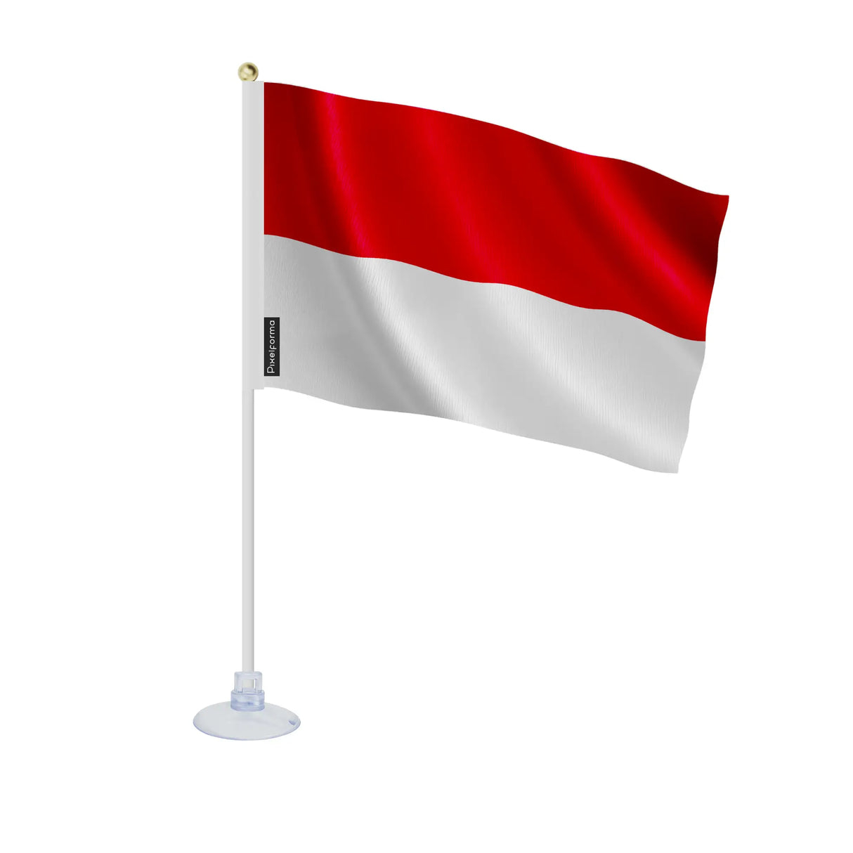 Mini drapeau monaco en polyester avec ventouse pratique