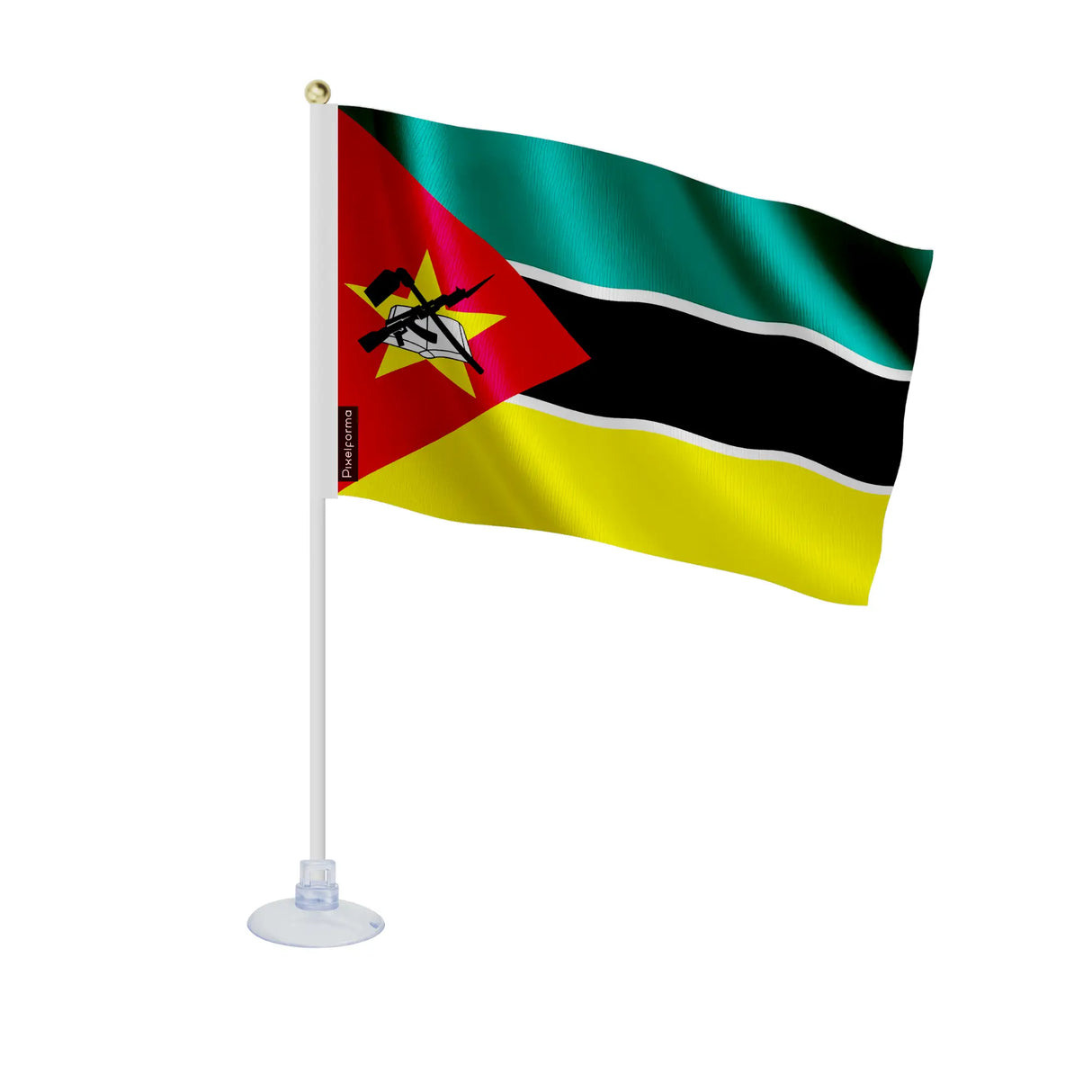 Mini drapeau mozambique en polyester avec ventouse