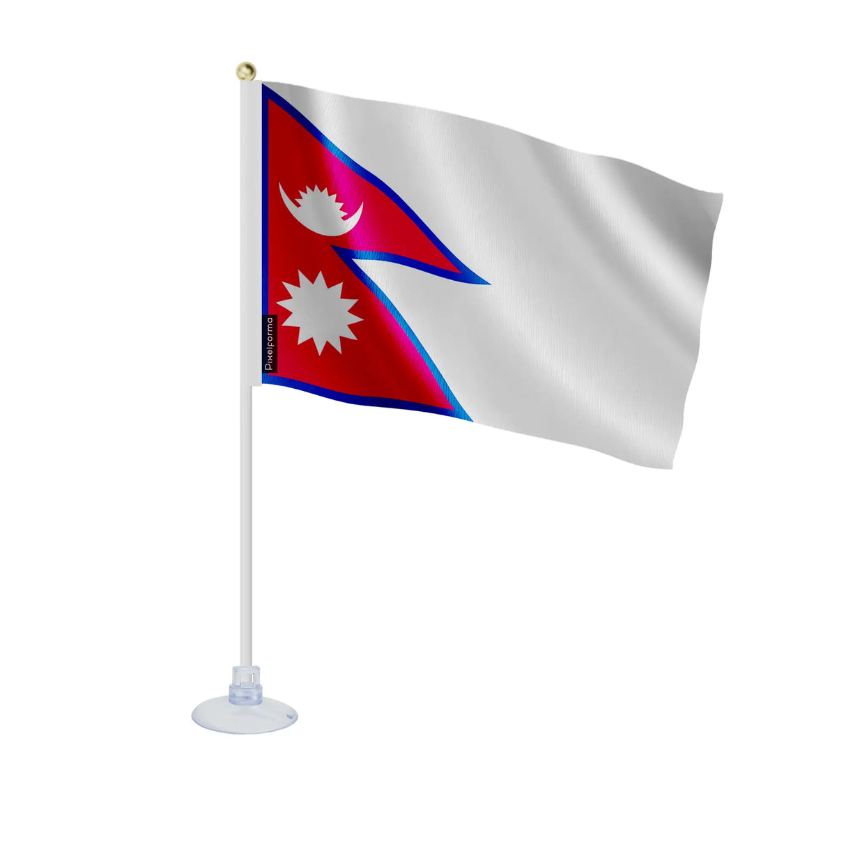 Mini drapeau népal en polyester avec ventouse plastique