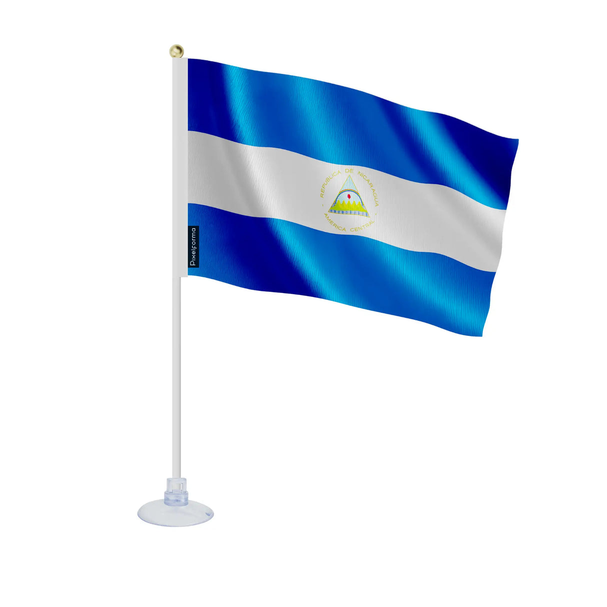 Mini drapeau nicaragua en polyester avec ventouse résistante