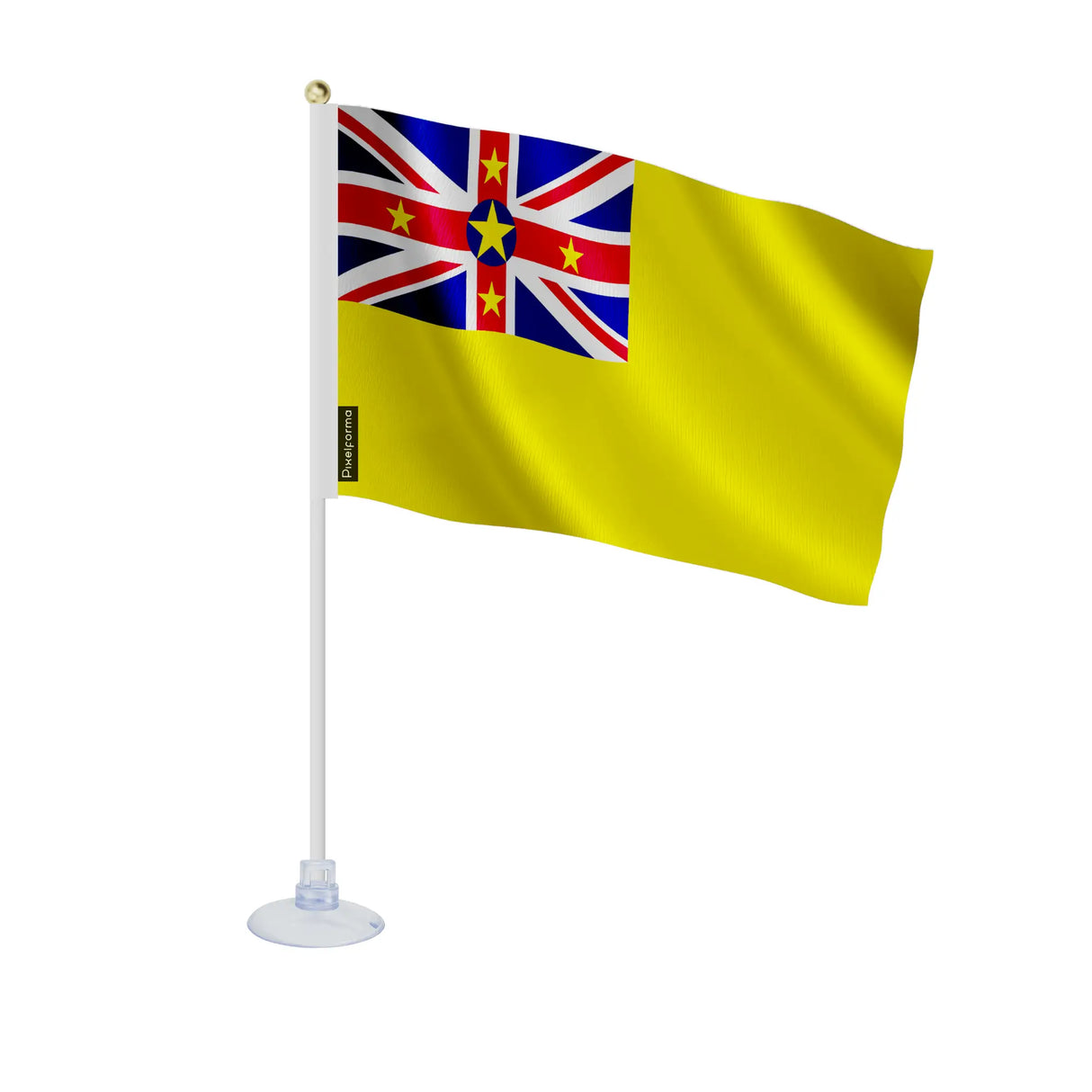 Mini drapeau niue en polyester avec ventouse décorative