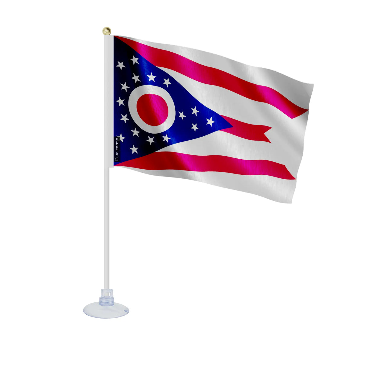 Mini drapeau ohio en polyester avec ventouse pour vitre