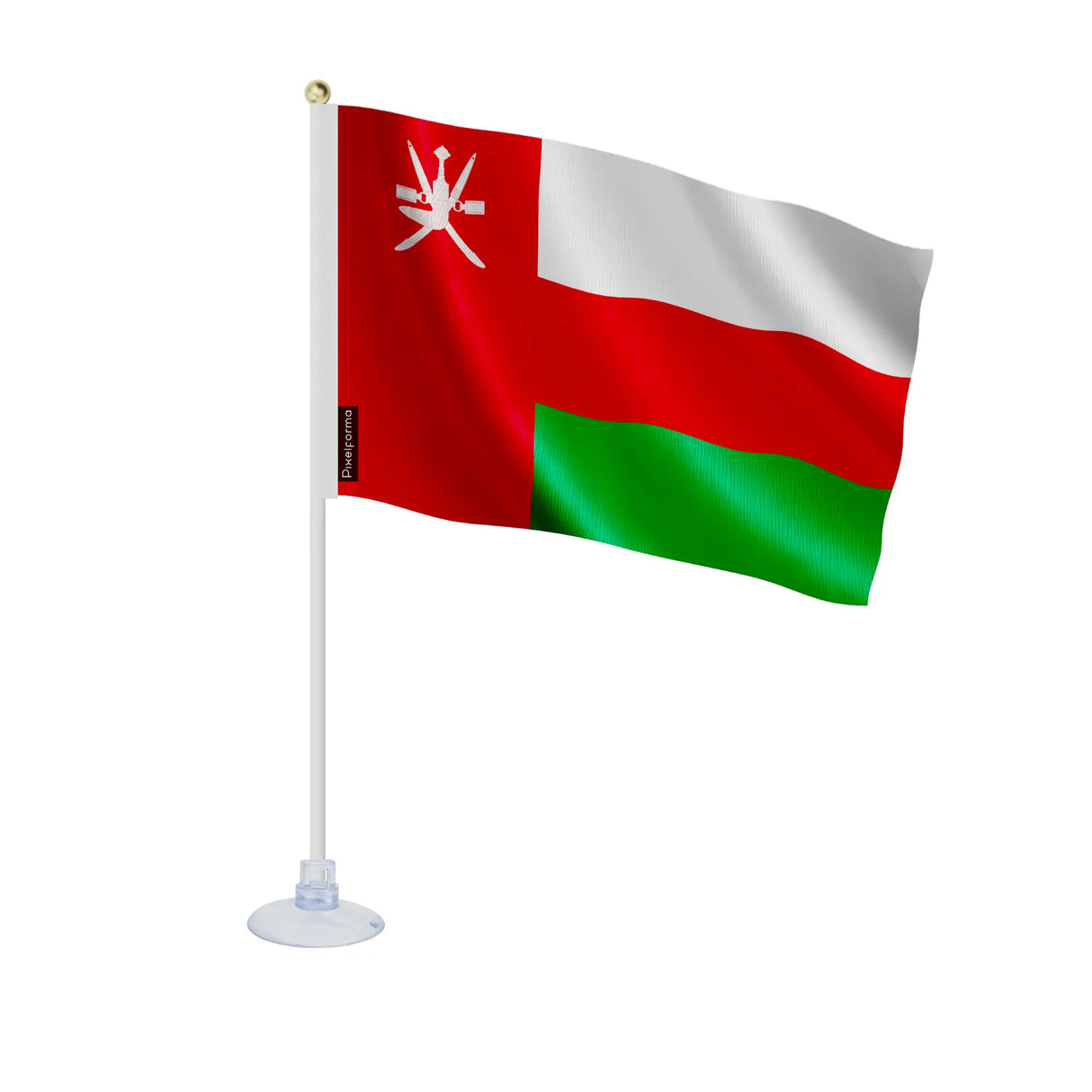 Mini drapeau oman en polyester avec ventouse pour vitre
