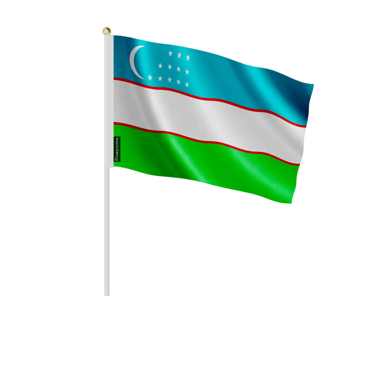 Mini drapeau ouzbékistan polyester tenue à la main