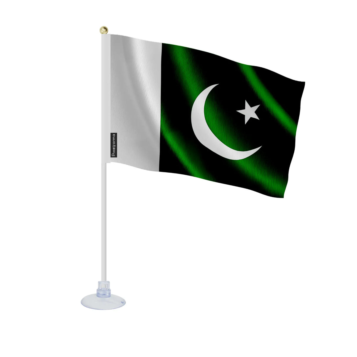 Mini drapeau pakistan en polyester avec ventouse solide