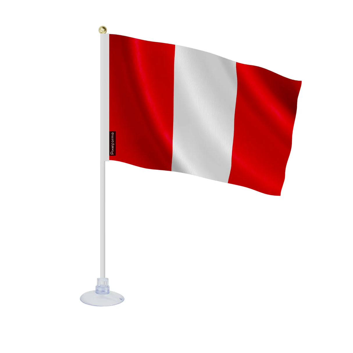 Mini drapeau pérou en polyester avec ventouse pratique
