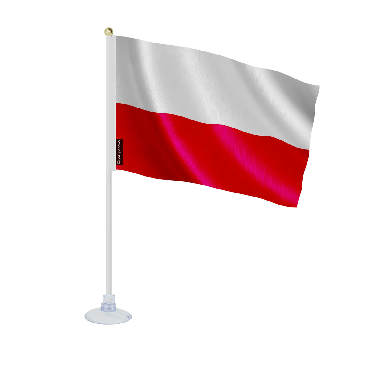 Mini drapeau pologne en polyester avec ventouse robuste