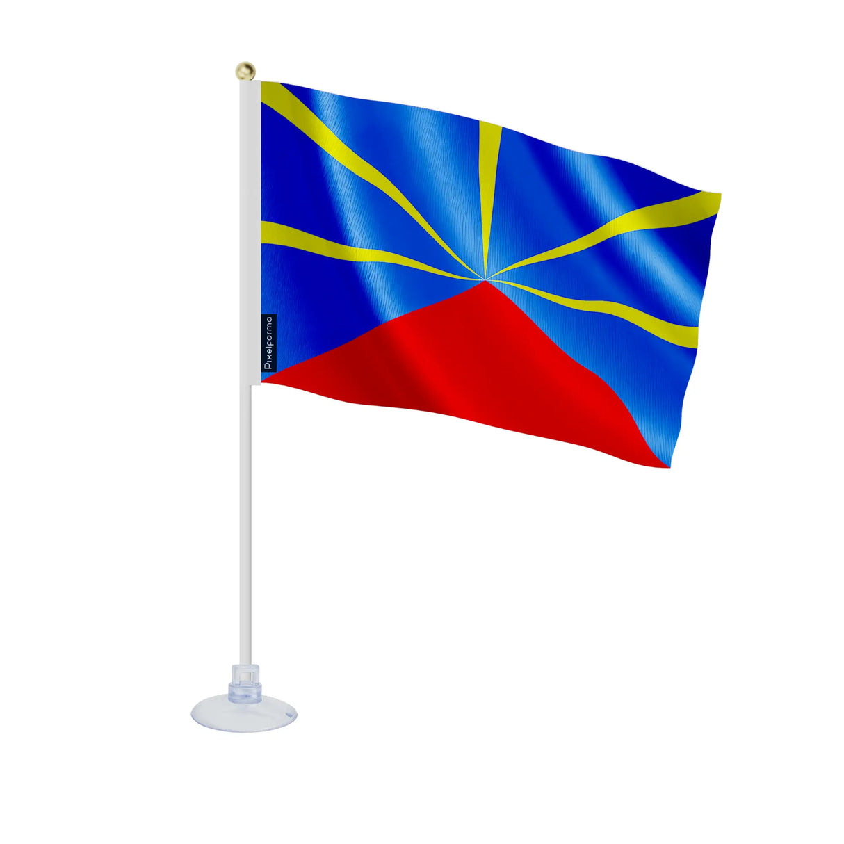 Mini drapeau réunion en polyester avec ventouse pratique