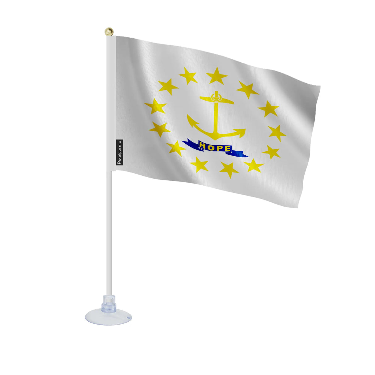 Mini drapeau rhode island en polyester avec ventouse