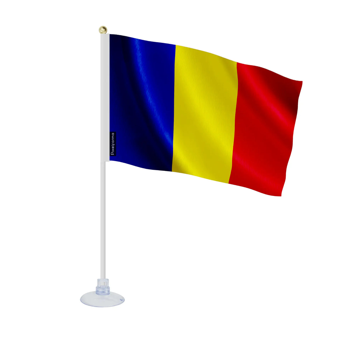 Mini drapeau roumanie polyester avec ventouse surface lisse