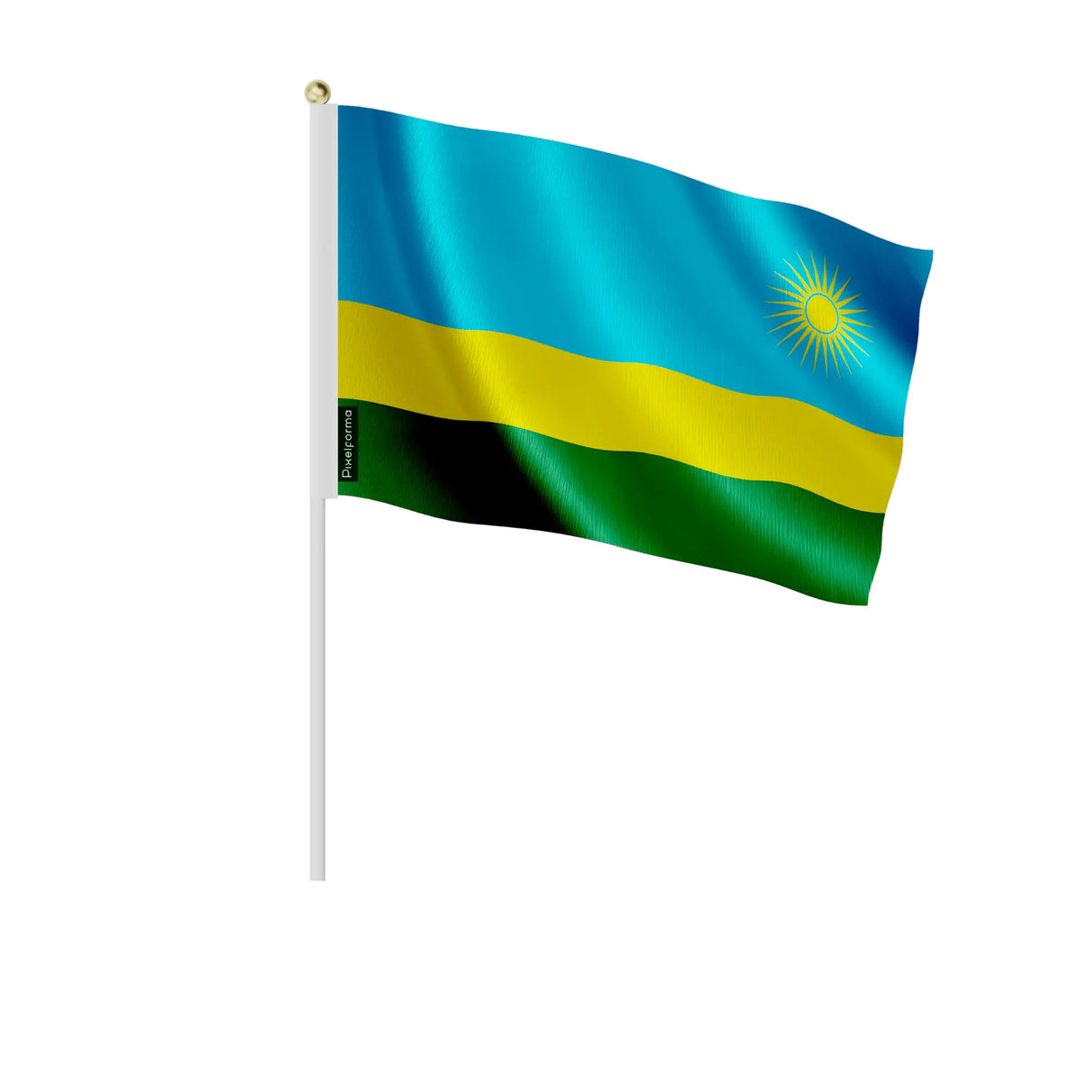 Mini drapeau rwanda en polyester à tenir à la main