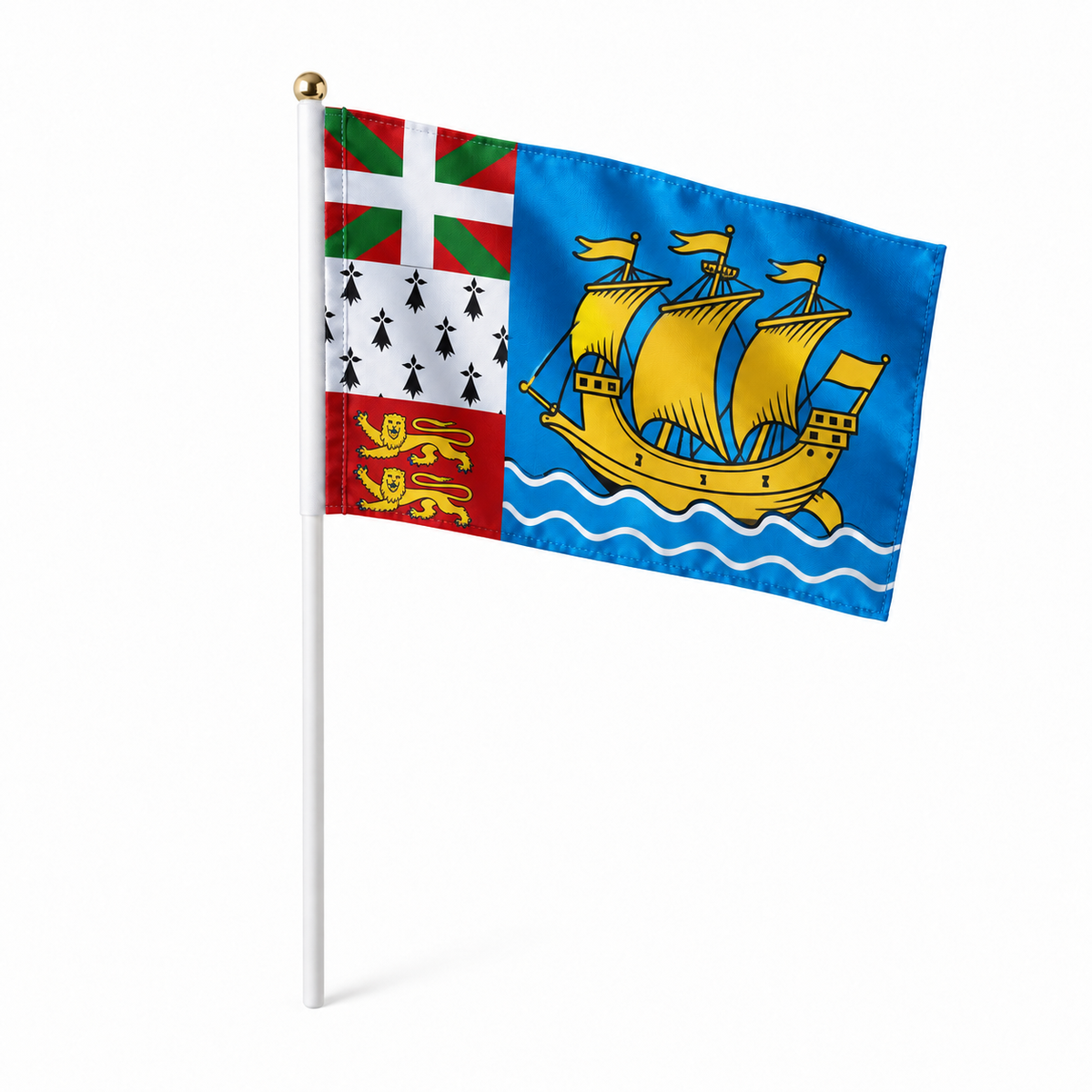 Mini drapeau Saint-Pierre-et-Miquelon réaliste en polyester