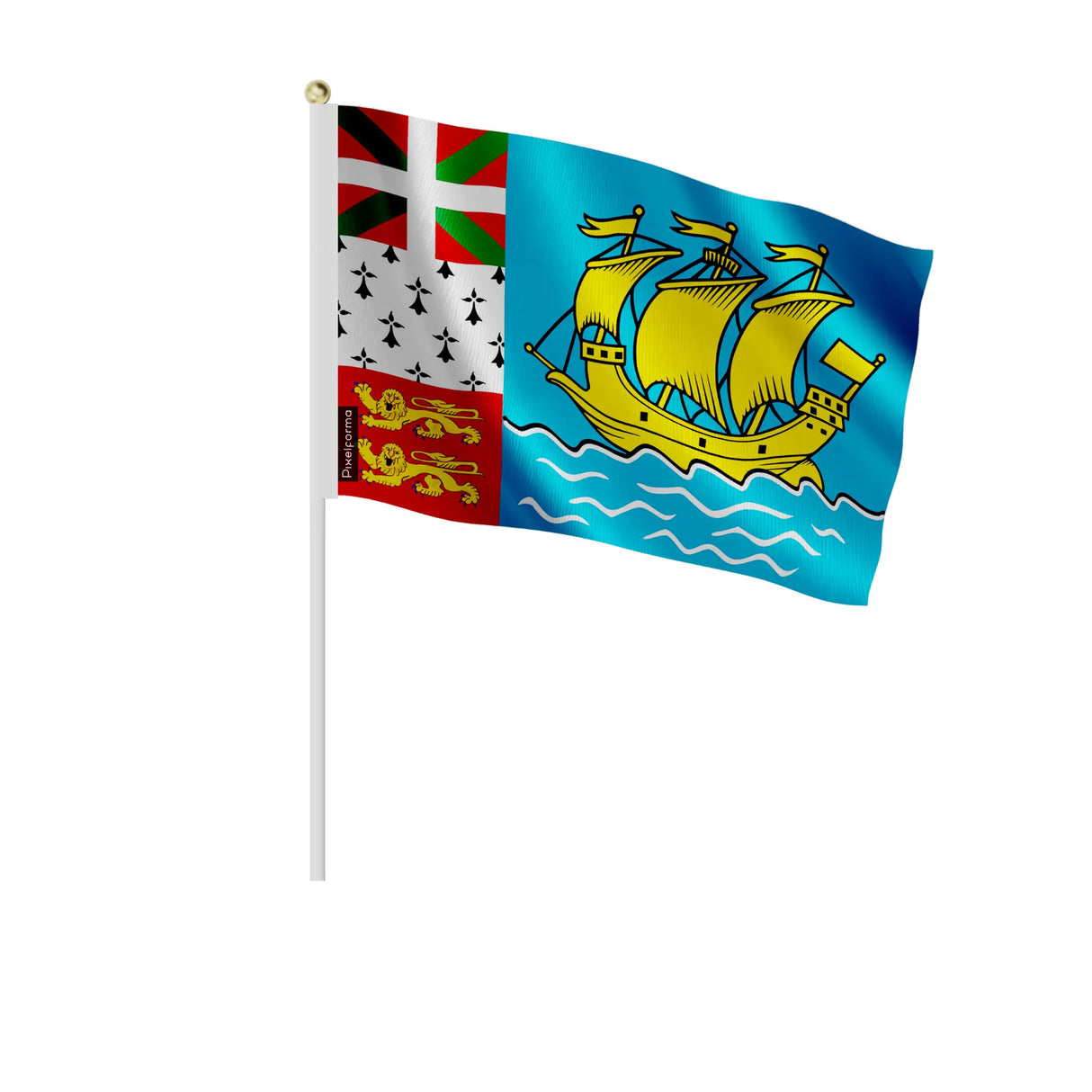 Mini drapeau saint-pierre-et-miquelon polyester à main