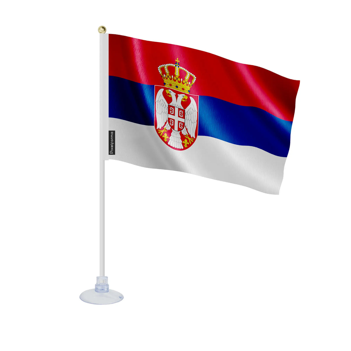 Mini drapeau serbie en polyester avec ventouse robuste
