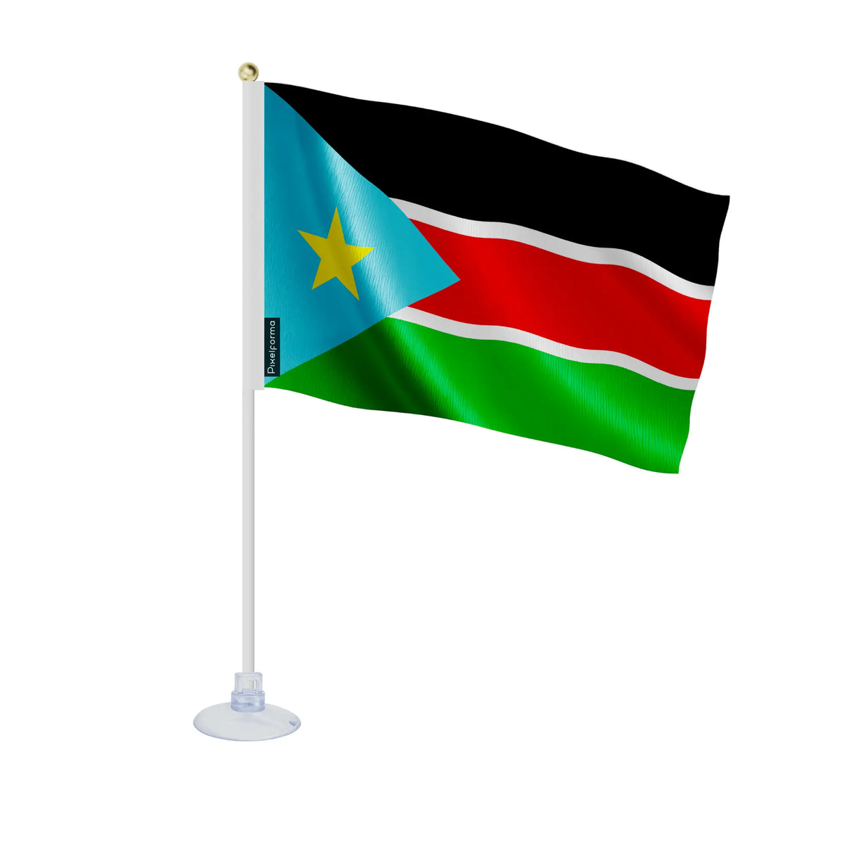 Mini drapeau soudan du sud polyester avec ventouse