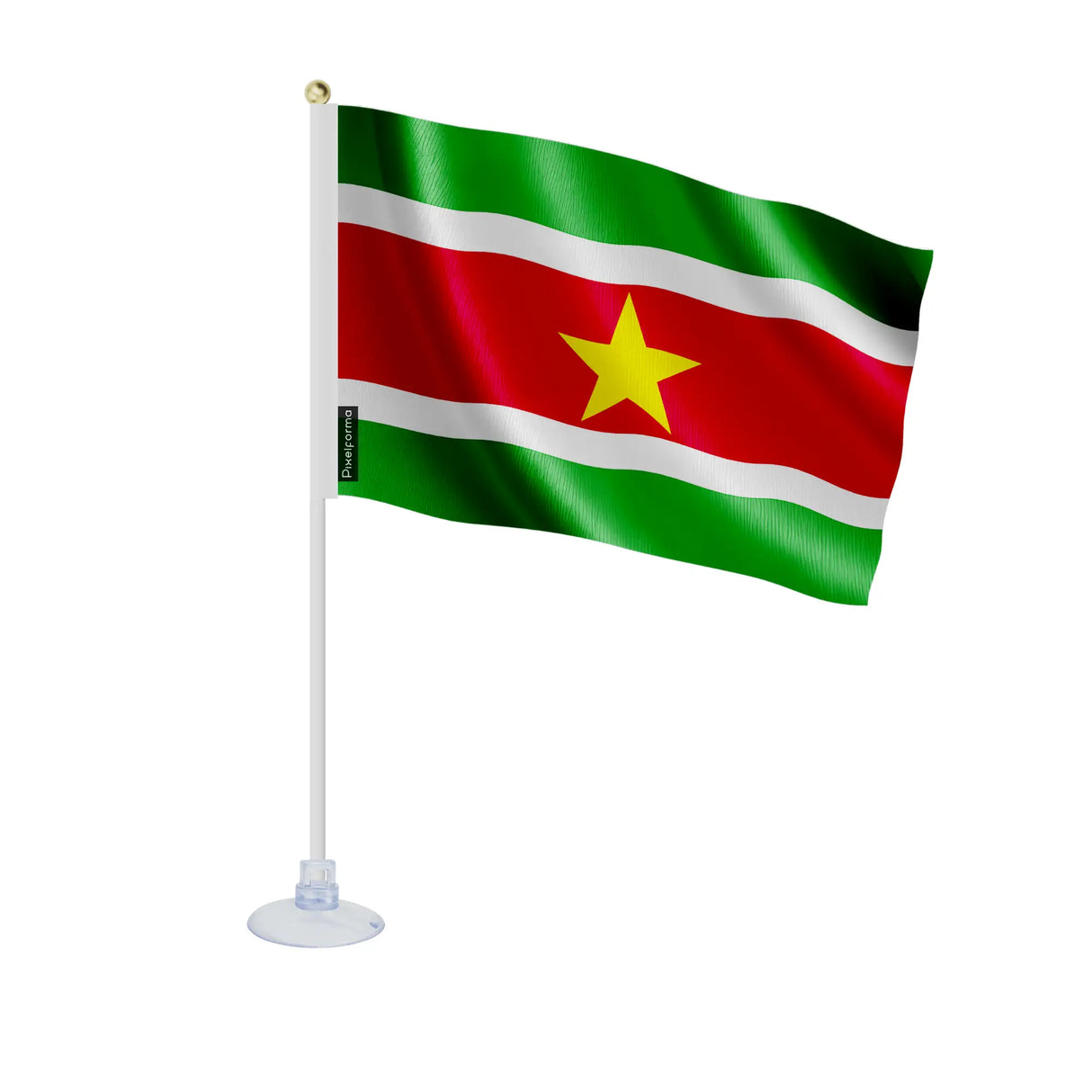 Mini drapeau suriname en polyester avec ventouse