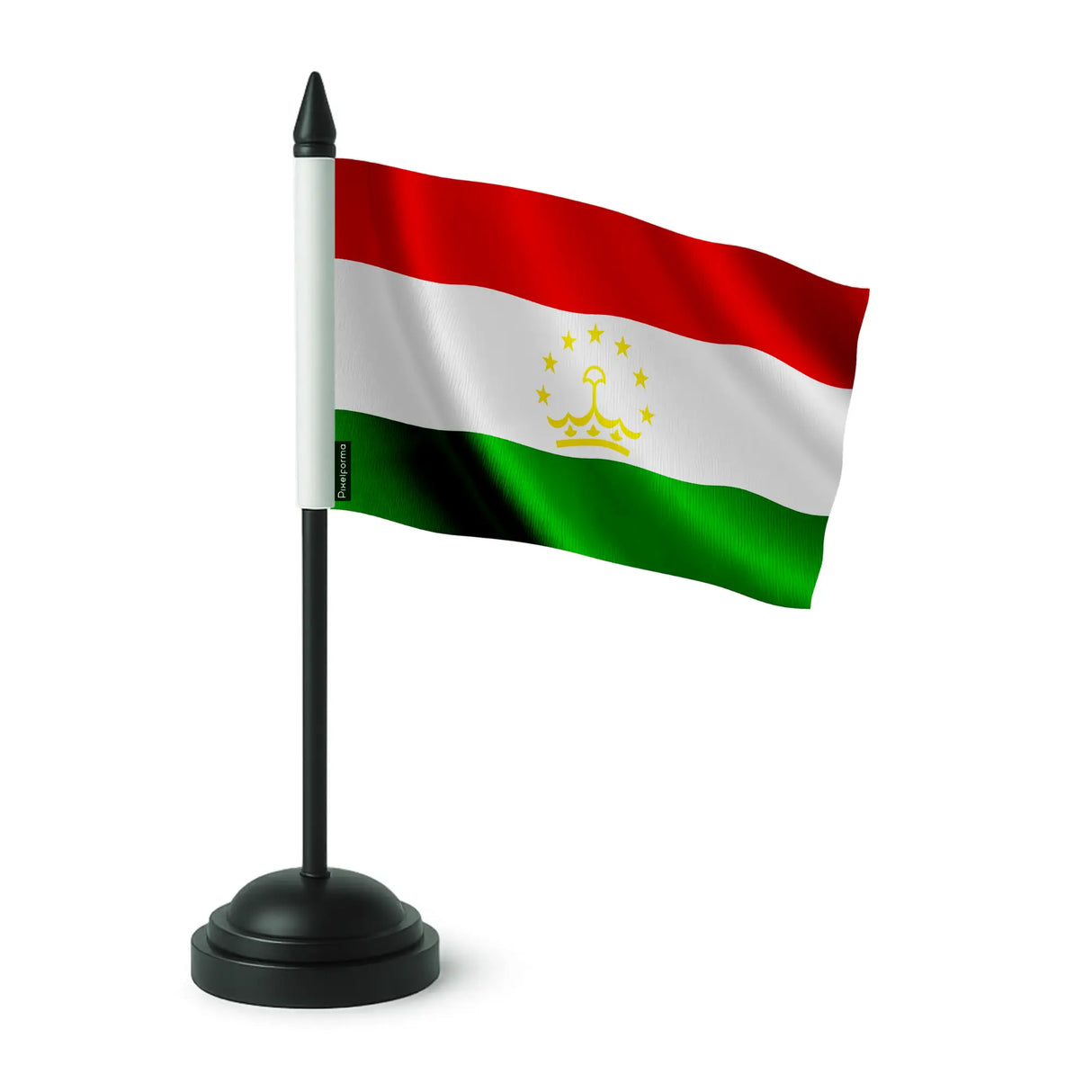 Mini drapeau tadjikistan polyester sur socle plastique noir