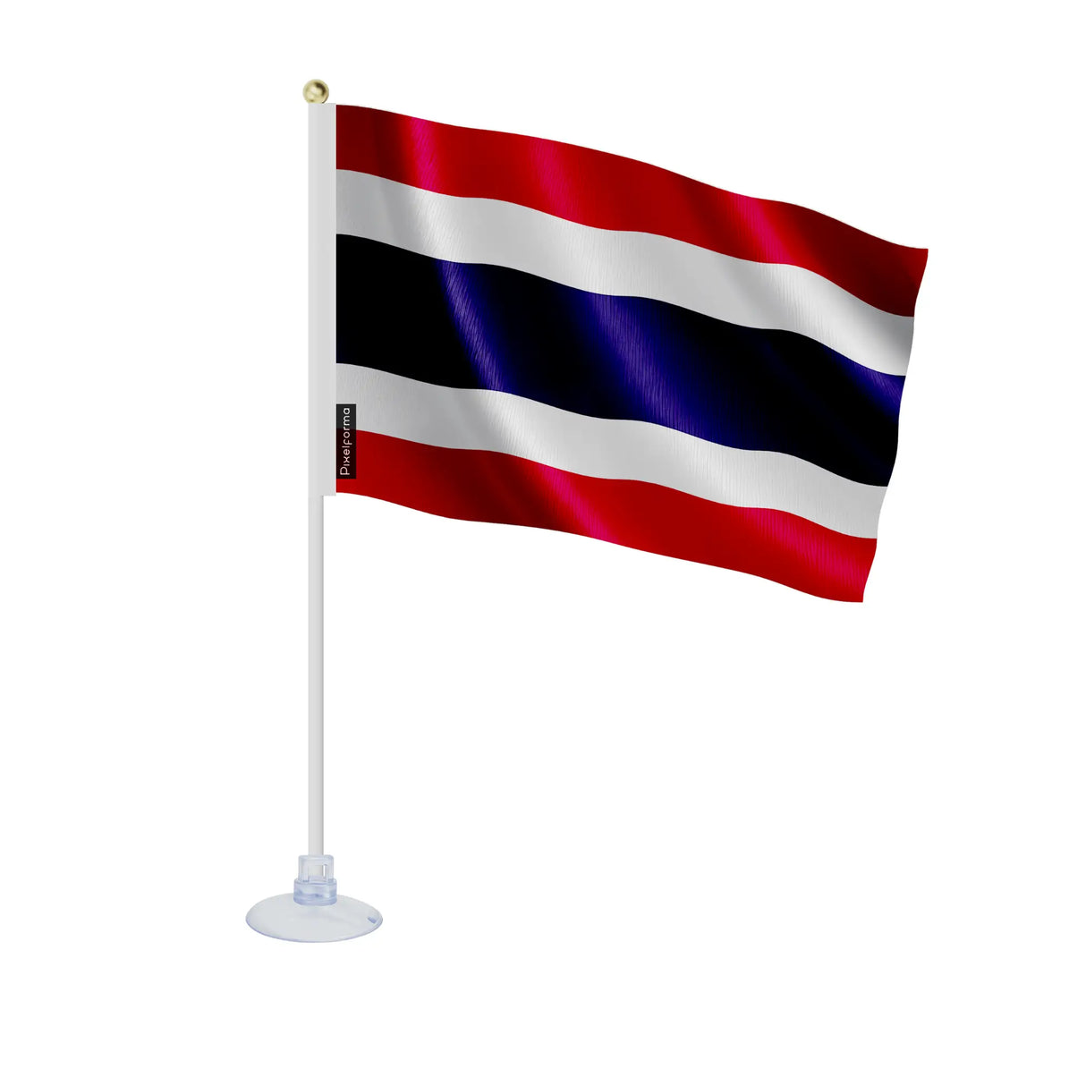 Mini drapeau thaïlande polyester avec ventouse transparente