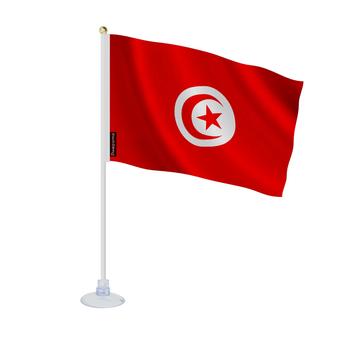 Mini drapeau tunisie en polyester avec ventouse pratique