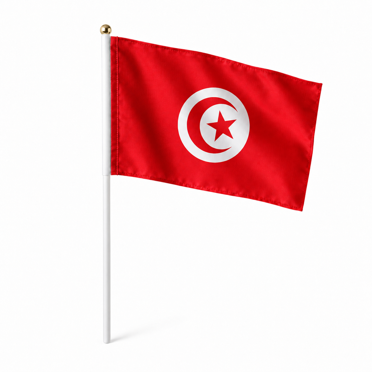 Mini drapeau Tunisie réaliste en polyester à tenir à la main