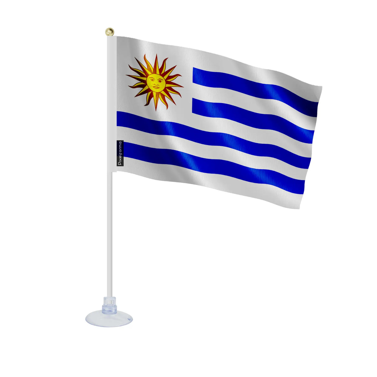 Mini drapeau uruguay en polyester avec ventouse pratique