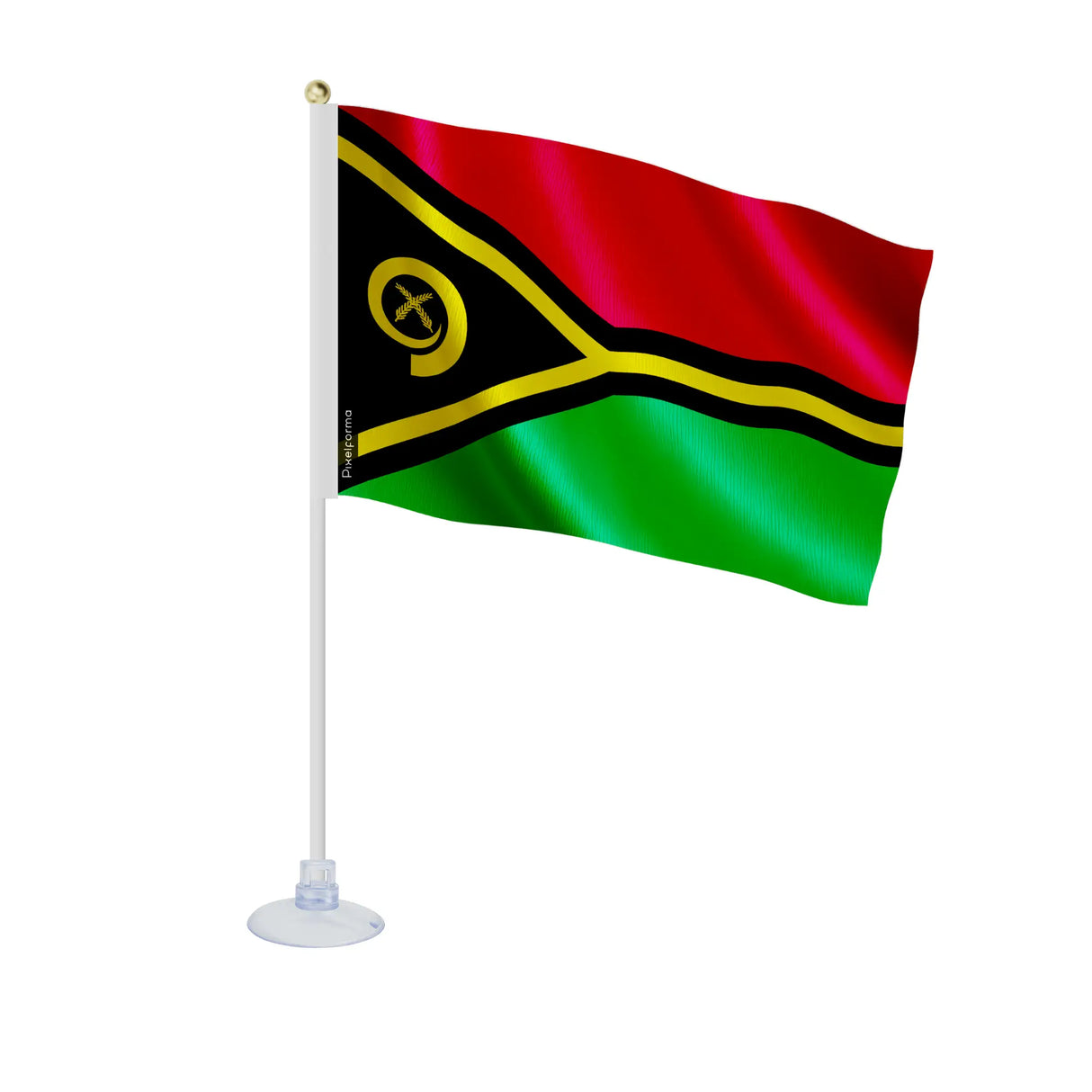 Mini drapeau vanuatu en polyester avec ventouse pratique