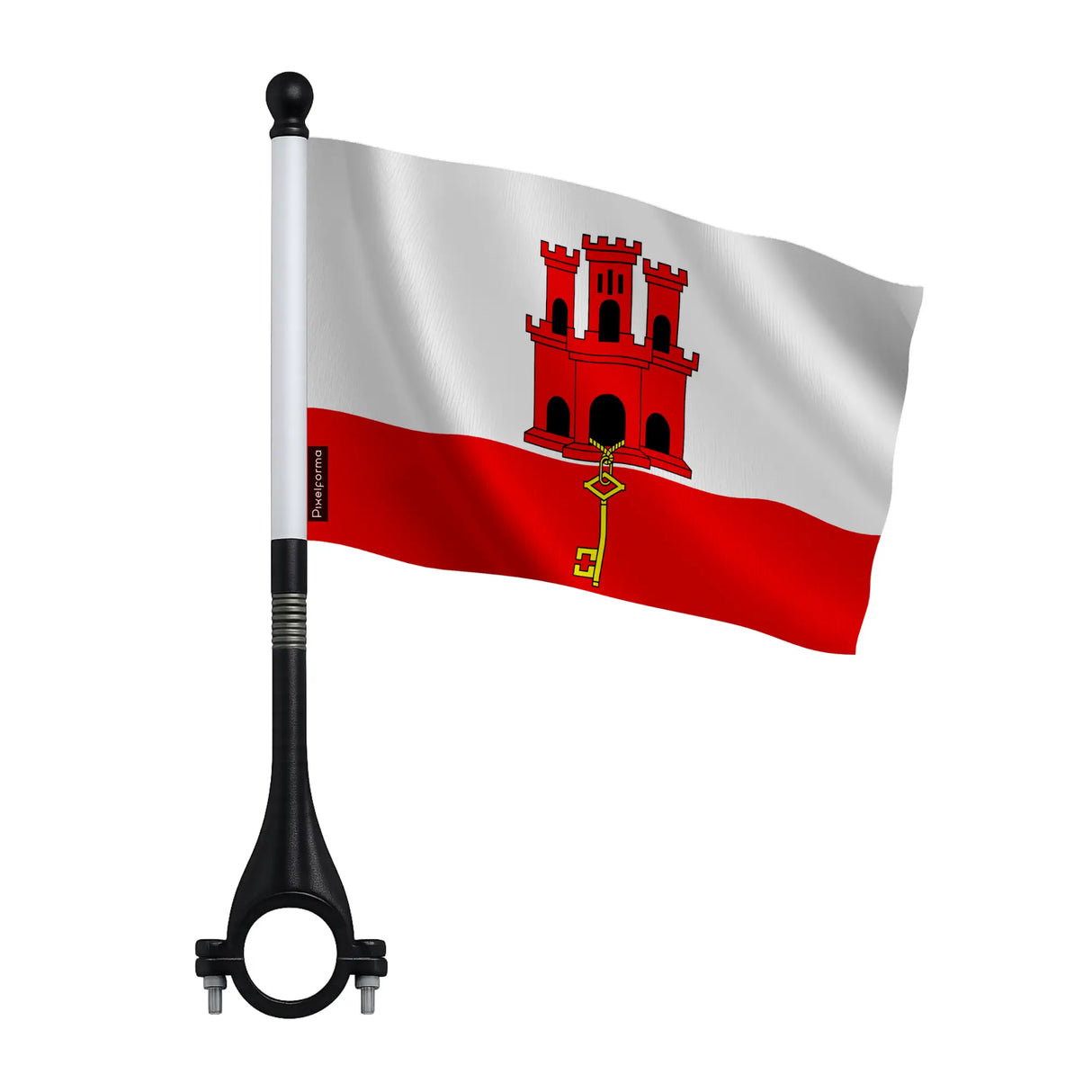 Mini drapeau vélo gibraltar en polyester fixation pratique