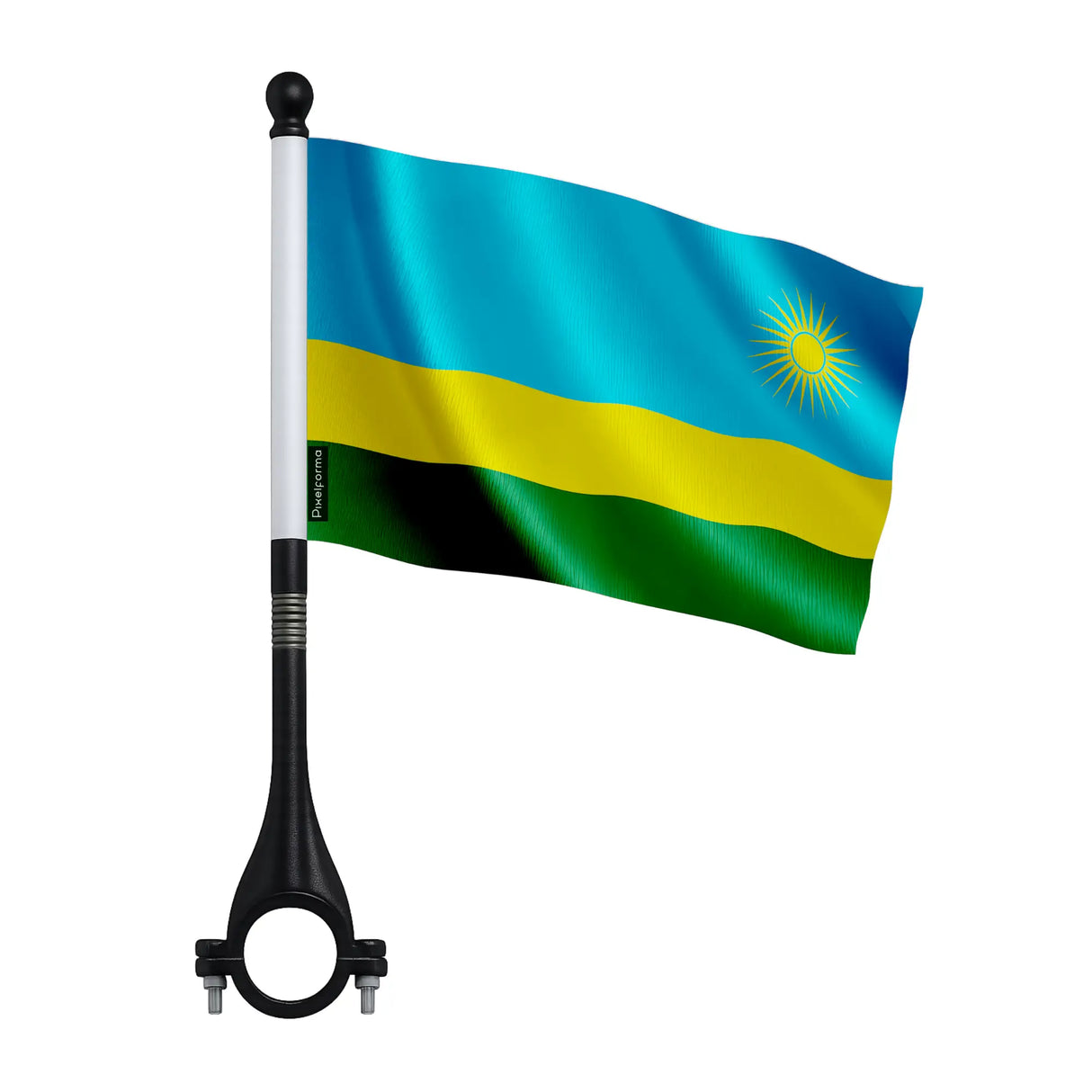Mini drapeau vélo rwanda en polyester fixation légère