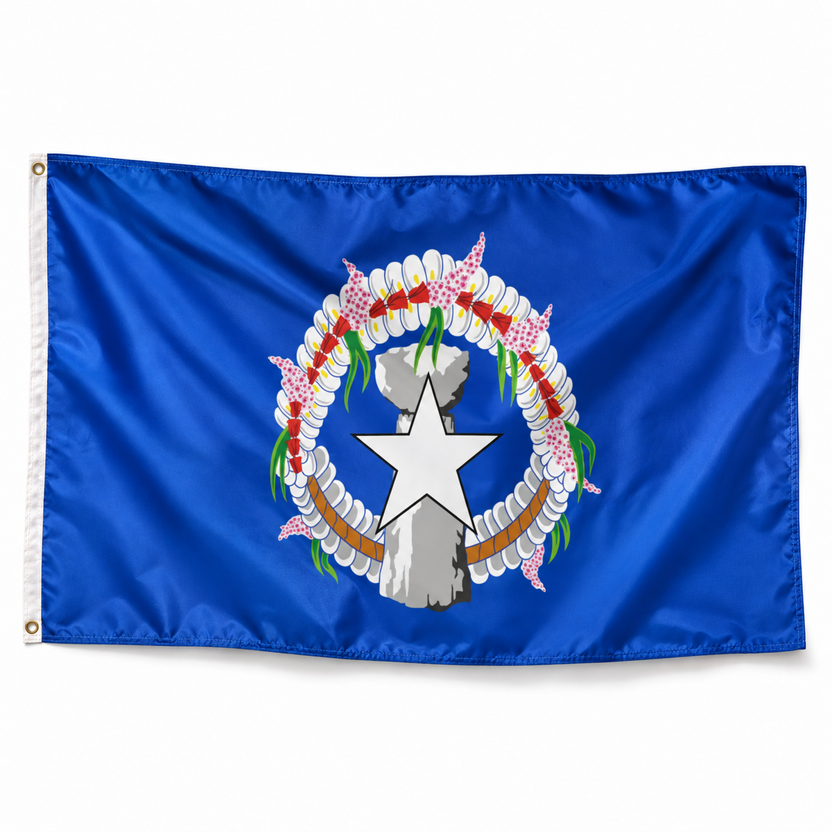 Drapeau l'Îles Mariannes Nord – Plusieurs Tailles – Polyester Résistant — photo polyester réaliste sur fond blanc